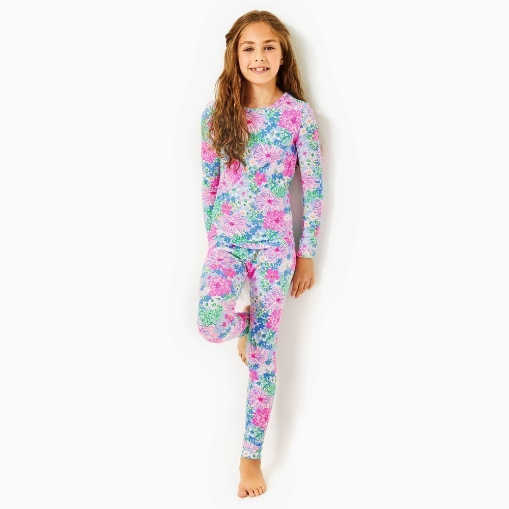 Lilly Pulitzer Sammy Floral Pajama Set in Multi Lil Soiree All Day, size 8
